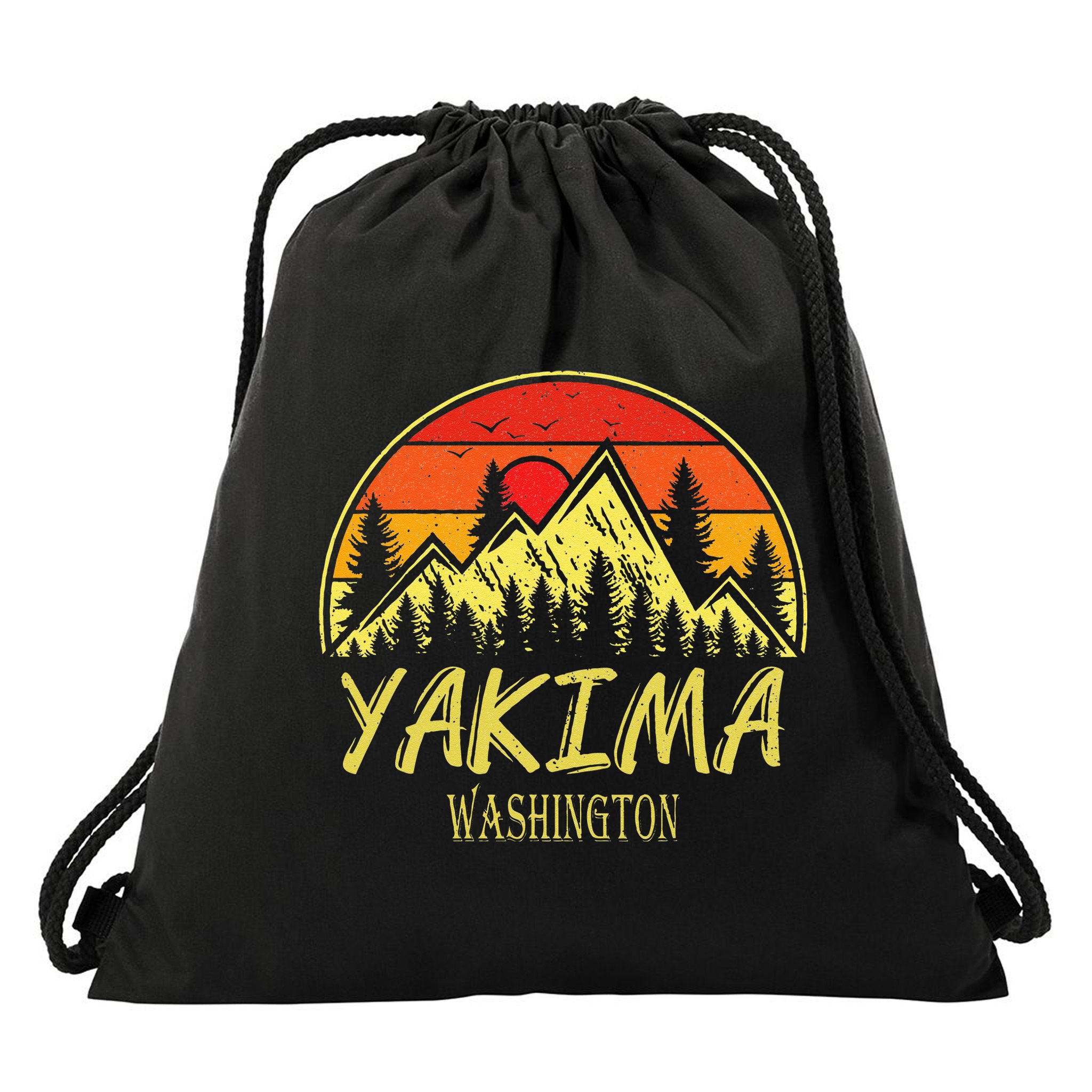 Vintage Yakima Washington WA Mountains Hike Hiking Souvenir Drawstring Bag