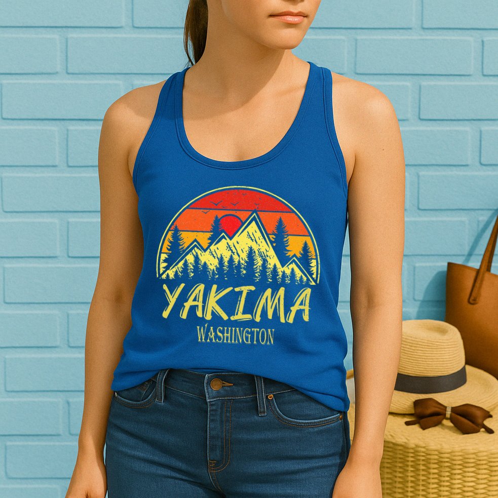 Vintage Yakima Washington WA Mountains Hike Hiking Souvenir Womens Tank Top