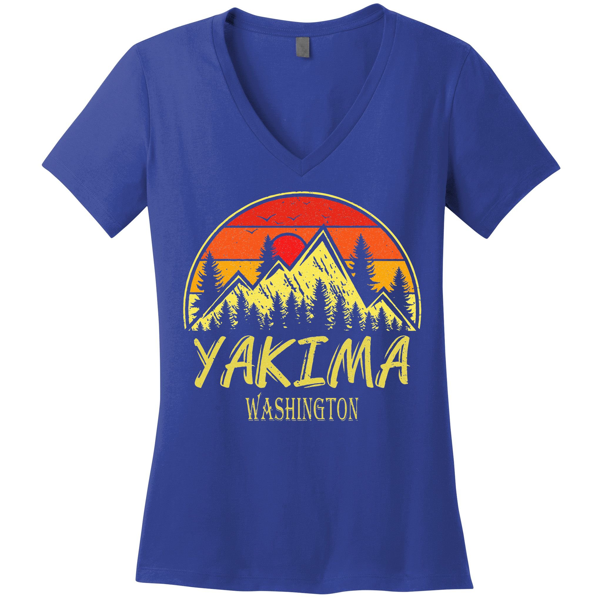 Vintage Yakima Washington WA Mountains Hike Hiking Souvenir Women's V-Neck T-Shirt