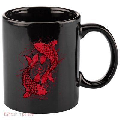 Vintage Ying Yang Asian Koi Fish Japaneses 11oz C Handle Ceramic Mug