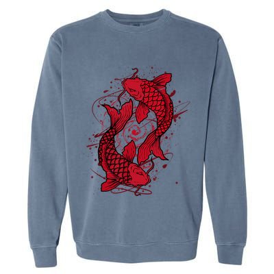 Vintage Ying Yang Asian Koi Fish Japaneses Garment-Dyed Sweatshirt