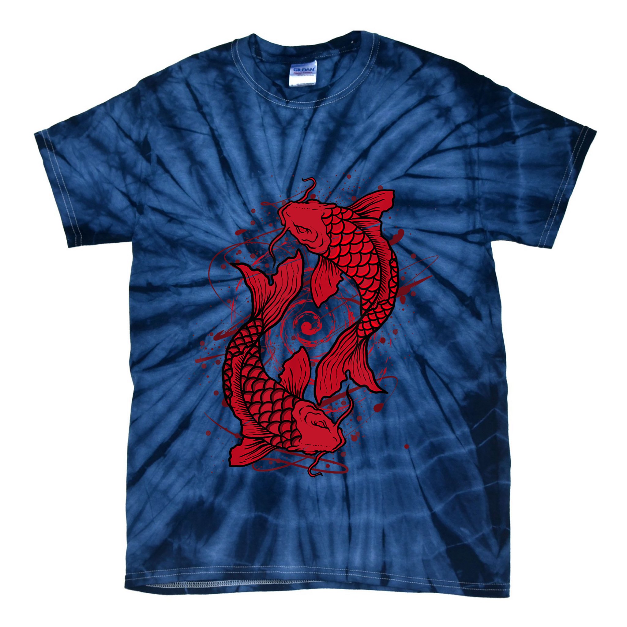 Vintage Ying Yang Asian Koi Fish Japaneses Tie-Dye T-Shirt