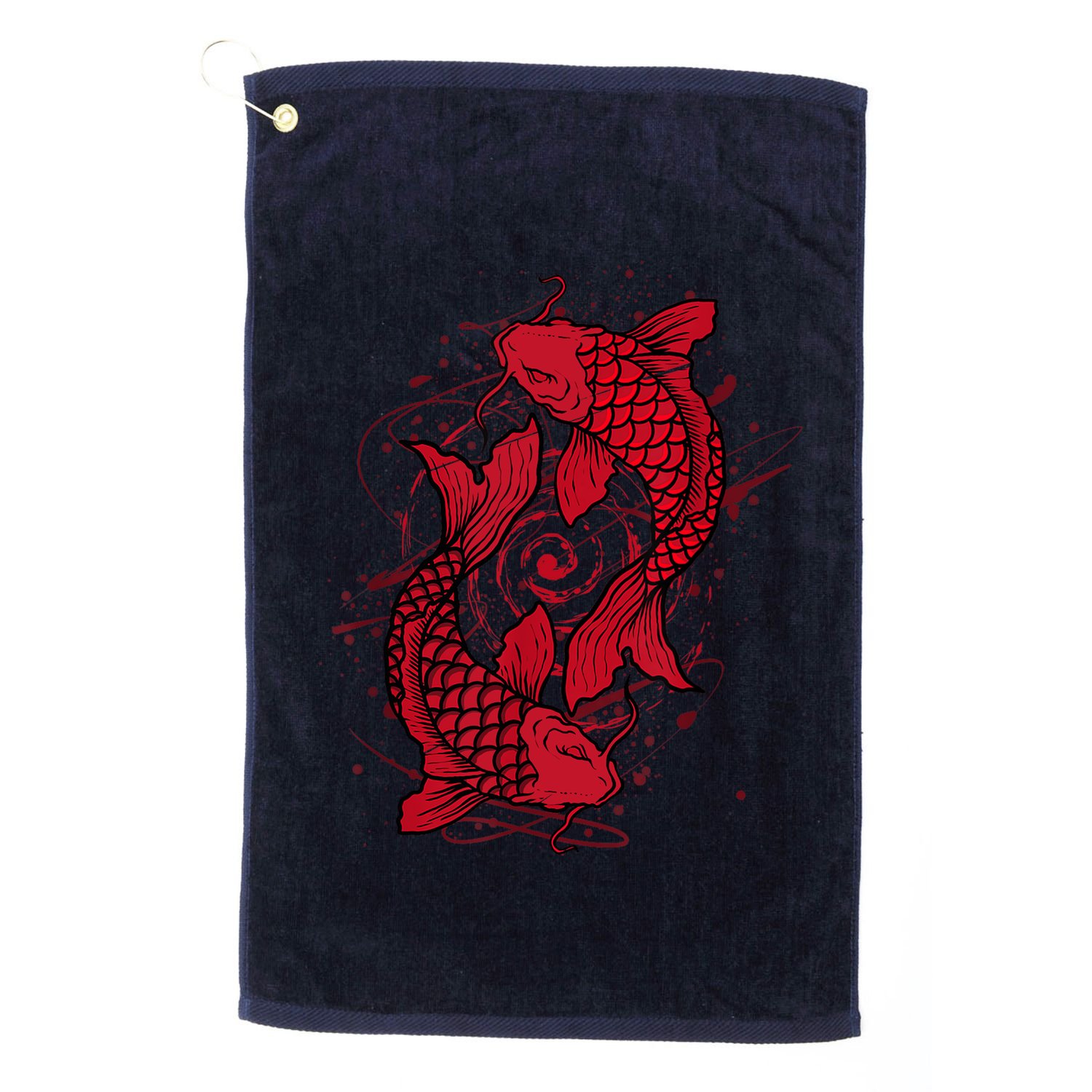 Vintage Ying Yang Asian Koi Fish Japaneses Golf Towel