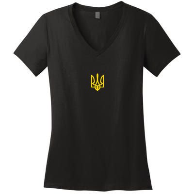 Volodymyr Zelenskyy Army Military Coat Of Arms I Stand With Ukraine Women's V-Neck T-Shirt