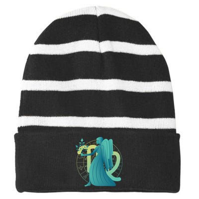 Virgo Zodiac Astrology Striped Beanie with Solid Band