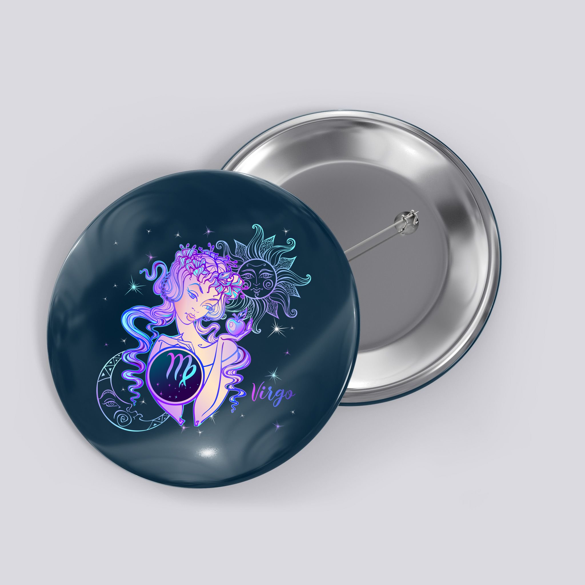 Virgo Zodiac Astrology Gift Button
