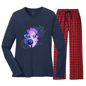 Virgo Zodiac Astrology Gift Women's Long Sleeve Flannel Pajama Set 