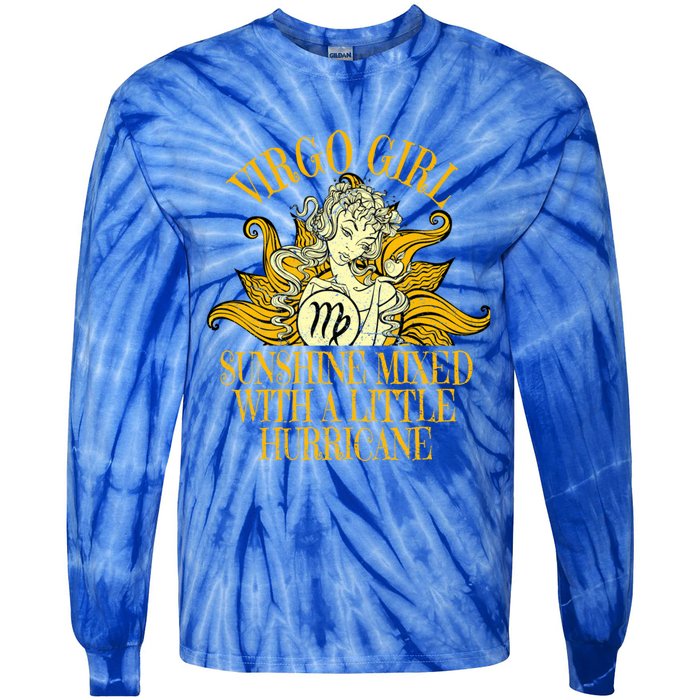 Virgo Zodiac Birthday Born September Sunflower Meaningful Gift Tie-Dye Long Sleeve Shirt