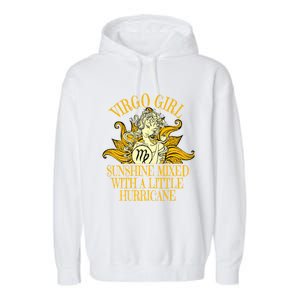 Virgo Zodiac Birthday Born September Sunflower Meaningful Gift Garment-Dyed Fleece Hoodie