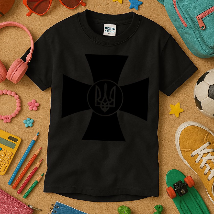 Volodymyr Zelensky Cross Ukrainian Ukraine Coat Of Arms Army Military Kids T-Shirt