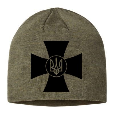 Volodymyr Zelensky Cross Ukrainian Ukraine Coat Of Arms Army Military Sustainable Beanie