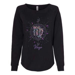 Virgo Zodiac Design 90s Style Floral Gift Womens California Wash Sweatshirt