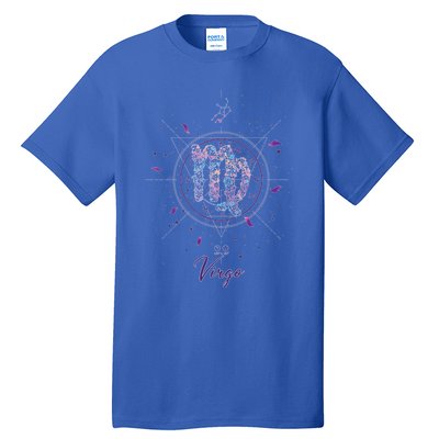 Virgo Zodiac Design 90s Style Floral Gift Tall T-Shirt