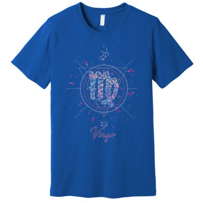 Virgo Zodiac Design 90s Style Floral Gift Premium T-Shirt