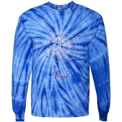 Virgo Zodiac Design 90s Style Floral Gift Tie-Dye Long Sleeve Shirt