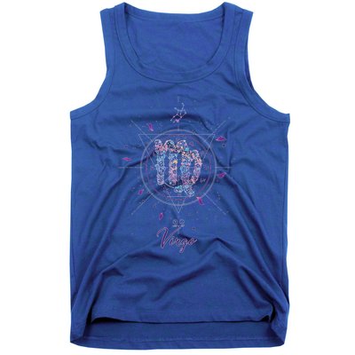 Virgo Zodiac Design 90s Style Floral Gift Tank Top