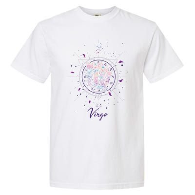 Virgo Zodiac Design 90s Style Floral Gift Garment-Dyed Heavyweight T-Shirt