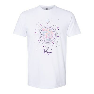 Virgo Zodiac Design 90s Style Floral Gift Softstyle CVC T-Shirt