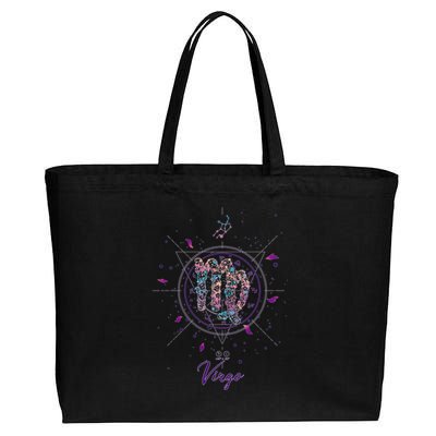 Virgo Zodiac Design 90s Style Floral Cool Gift Cotton Canvas Jumbo Tote