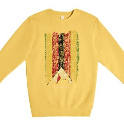 Vintage Zimbabwe Flag Retro Zimbabwean Flag Zimbabwean Great Gift Premium Crewneck Sweatshirt