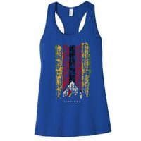 Vintage Zimbabwe Flag Retro Zimbabwean Flag Zimbabwean Great Gift Women's Racerback Tank