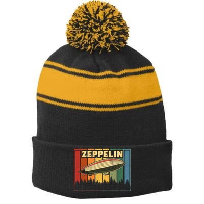 Vintage Zeppelin First Name Airship Stripe Pom Pom Beanie