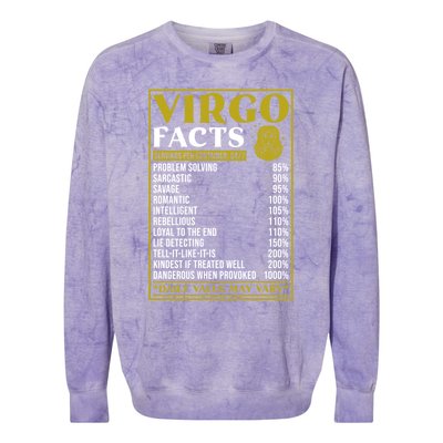 Virgo Zodiac Facts Design Zodiac Facts Funny Virgo Great Gift Colorblast Crewneck Sweatshirt