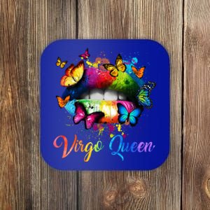 Virgo Zodiac Hot Lips Colorful Butterfly Birthday Funny Gift Great Gift Coaster