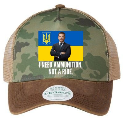 Volodymyr Zelensky I Need Ammunition Not A Ride Ukraine Stand With Ukraine Legacy Tie Dye Trucker Hat