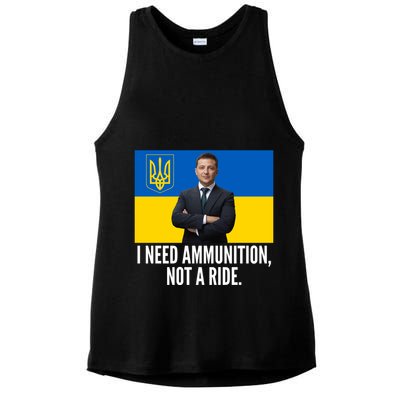 Volodymyr Zelensky I Need Ammunition Not A Ride Ukraine Stand With Ukraine Ladies PosiCharge Tri-Blend Wicking Tank