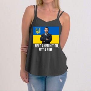 Volodymyr Zelensky I Need Ammunition Not A Ride Ukraine Stand With Ukraine Women's Strappy Tank