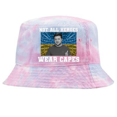 Volodymyr Zelenskyy Not All Heroes Wear Capes Ukraine Flag Tie-Dyed Bucket Hat