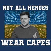 Volodymyr Zelenskyy Not All Heroes Wear Capes Ukraine Flag 7 Panel Mesh Trucker Snapback Hat