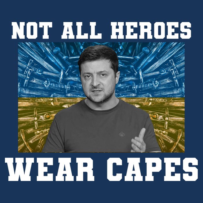 Volodymyr Zelenskyy Not All Heroes Wear Capes Ukraine Flag 7 Panel Mesh Trucker Snapback Hat