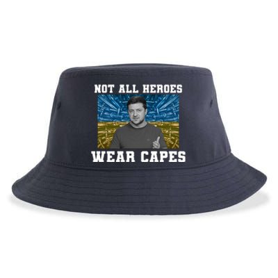 Volodymyr Zelenskyy Not All Heroes Wear Capes Ukraine Flag Sustainable Bucket Hat