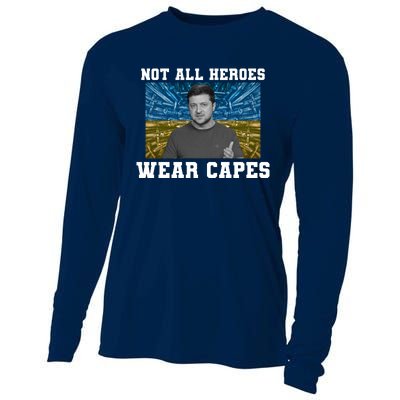 Volodymyr Zelenskyy Not All Heroes Wear Capes Ukraine Flag Cooling Performance Long Sleeve Crew