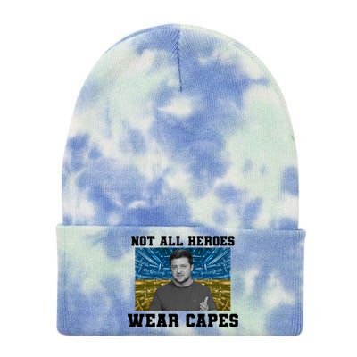 Volodymyr Zelenskyy Not All Heroes Wear Capes Ukraine Flag Tie Dye 12in Knit Beanie