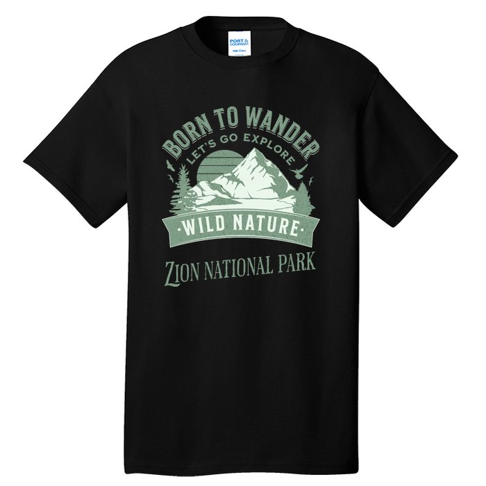 Vintage Zion National Park Born To Wander Tall T-Shirt