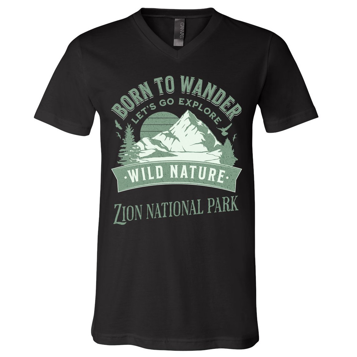 Vintage Zion National Park Born To Wander V-Neck T-Shirt