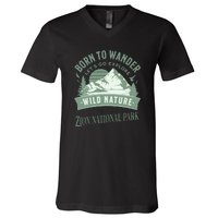 Vintage Zion National Park Born To Wander V-Neck T-Shirt