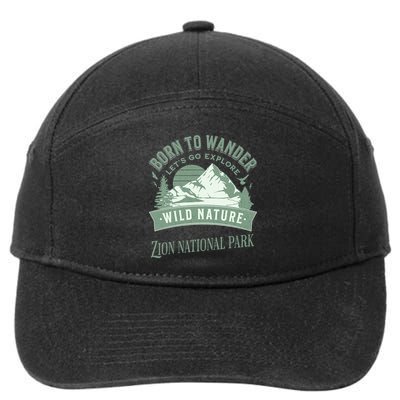 Vintage Zion National Park Born To Wander 7-Panel Snapback Hat