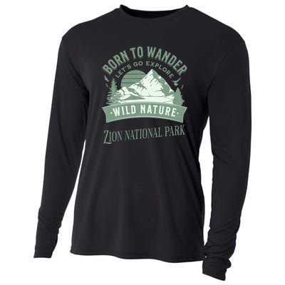 Vintage Zion National Park Born To Wander Cooling Performance Long Sleeve Crew