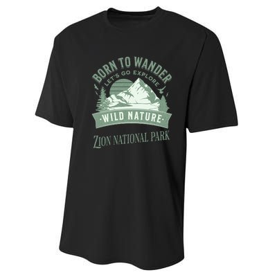 Vintage Zion National Park Born To Wander Performance Sprint T-Shirt