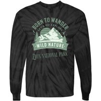 Vintage Zion National Park Born To Wander Tie-Dye Long Sleeve Shirt