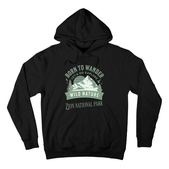 Vintage Zion National Park Born To Wander Tall Hoodie