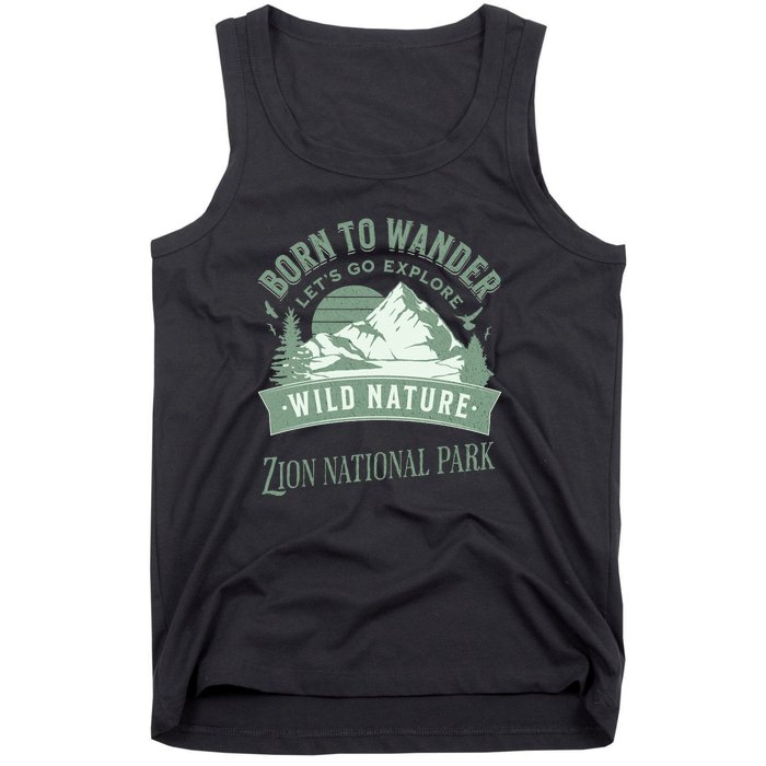 Vintage Zion National Park Born To Wander Tank Top