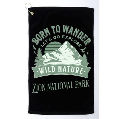 Vintage Zion National Park Born To Wander Golf Towel