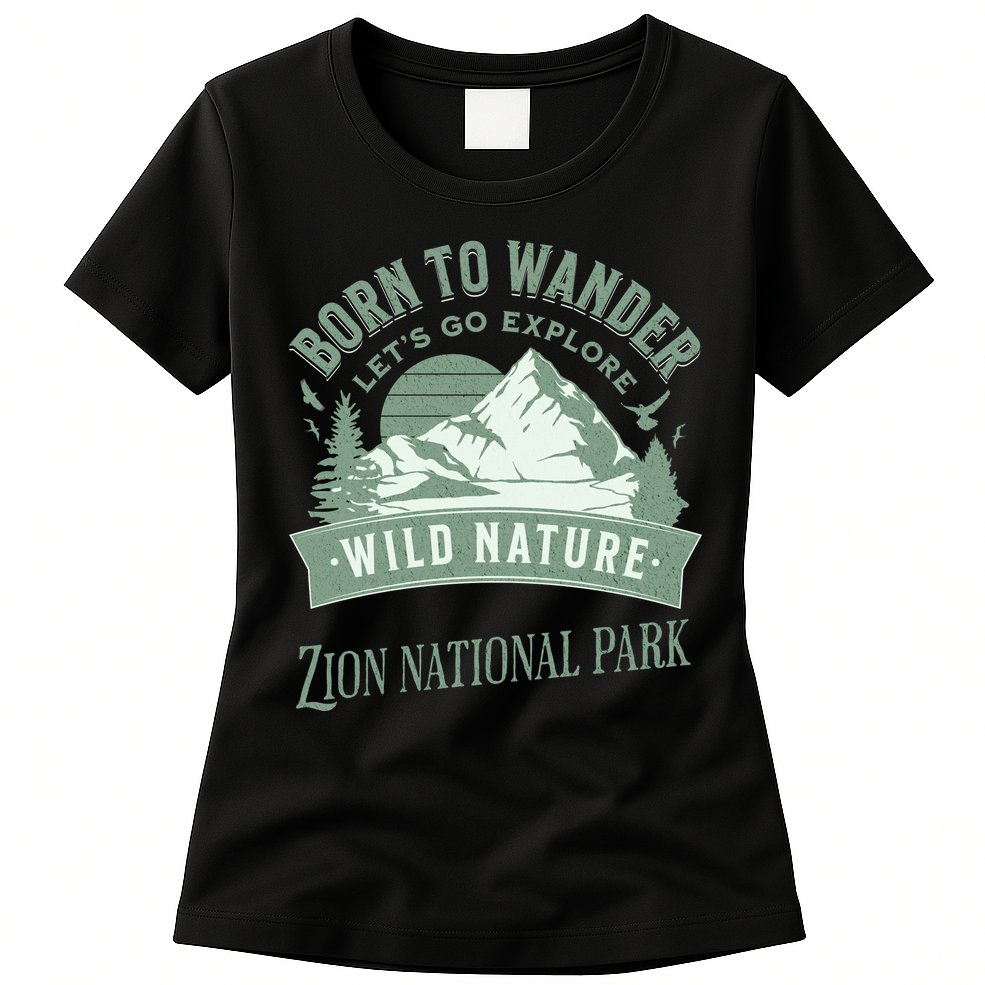 Vintage Zion National Park Born To Wander Womens T-Shirt