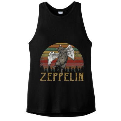 Vintage Zeppelin Name Distressed Music CatS Lover Animals Ladies PosiCharge Tri-Blend Wicking Tank