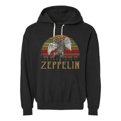 Vintage Zeppelin Name Distressed Music CatS Lover Animals Garment-Dyed Fleece Hoodie